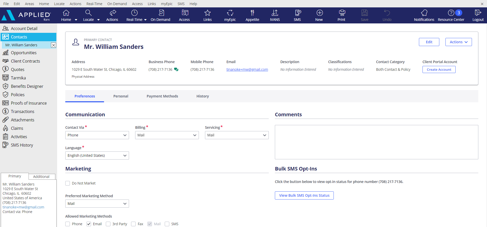 screenshot of Applied Epic